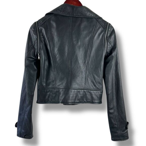 Cusp Size XS Convertible Moto Jacket Vest Quilted Black Leather Biker Edgy Alt - Picture 2 of 12